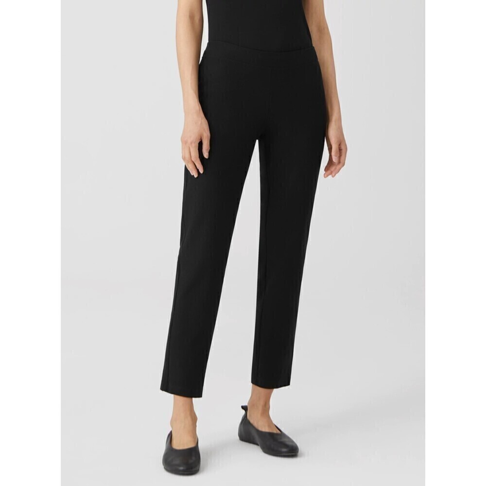 Eileen Fisher System Washable Stretch Crepe Slim Ankle Pant Black Size Small - Picture 2 of 8